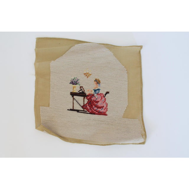 Set of Four Vintage Victorian Style Unframed "Prework" Needlepoint Art Work For Sale - Image 4 of 8