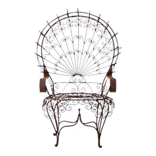 Vintage Wrought Iron Peacock Chair For Sale