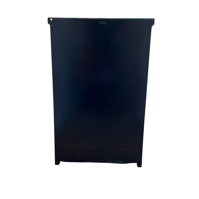 Black Lacquer Chinoiserie Style Cabinet With Soapstone Relief For Sale - Image 4 of 7