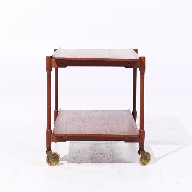 Mid 20th Century Poul Hundevad for Domus Mid Century Danish Teak Expanding Serving Bar Cart For Sale - Image 5 of 10