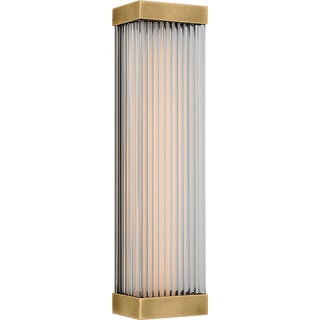 Chapman & Myers for Visual Comfort Signature Vance 14" Sconce in Antique-Burnished Brass with Clear Glass Rods For Sale
