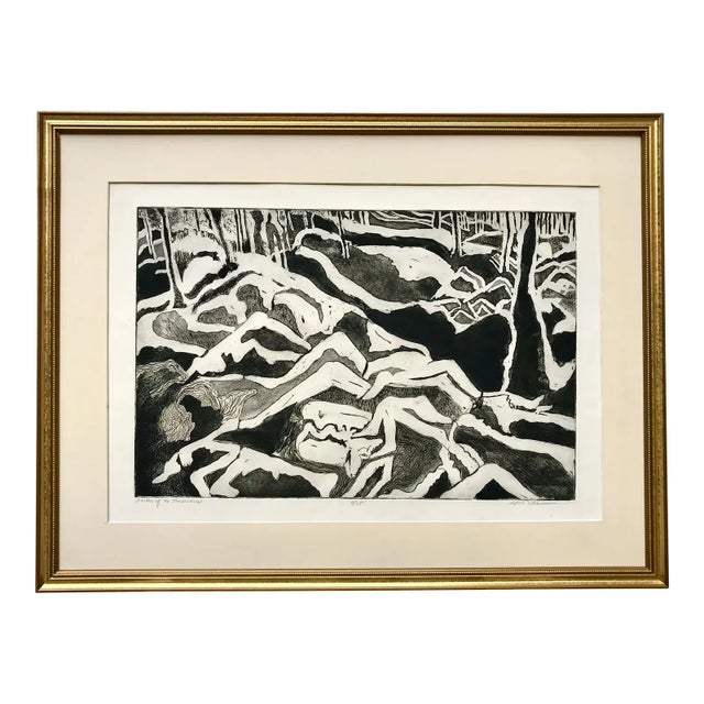 Vintage Expressionist Etching Original Print "Garden of No Tomorrows" by Sylvia T. Gavurin For Sale - Image 10 of 10