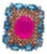 Bochic “Capri” Vintage Ruby & Blue Topaz Ring Set In 18K Gold & Silver For Sale