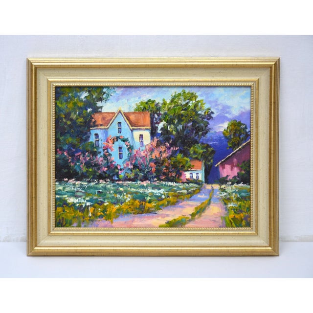 Realism Early 21st Century Summer.House.Modern Original Hand Painting., Framed For Sale - Image 3 of 9