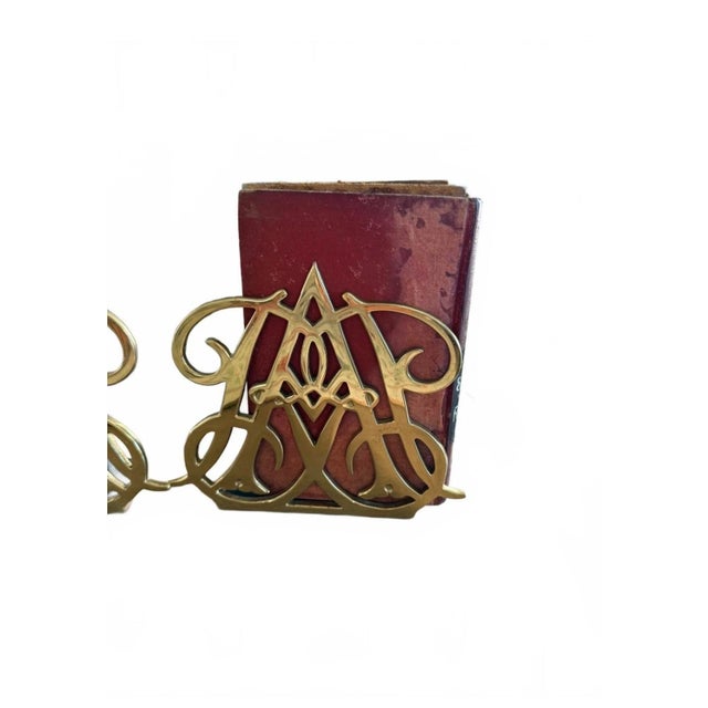 Virginia Metalcrafters Colonial Williamsburg Queen Anne Cypher Brass Bookends - Pair For Sale - Image 4 of 7
