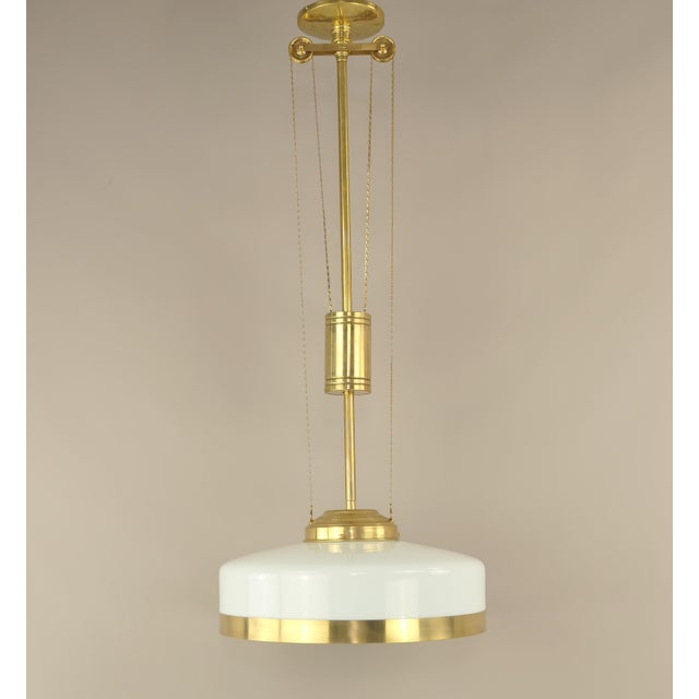 Art Deco Viennese Chandelier with Opal Glass, Austria, 1920s For Sale - Image 10 of 10