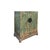 Chinese Distressed Teal Green Marks Moon Face Slim Credenza Side Cabinet For Sale - Image 3 of 5