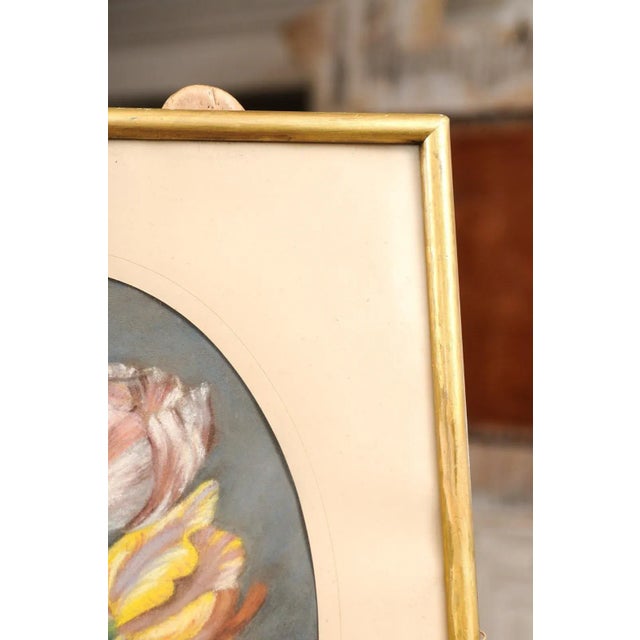 Gray French 19th Century Pastel Still-Life Painting Depicting a Bouquet of Tulips For Sale - Image 8 of 10