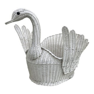 Regency Style Wicker Swan Basket For Sale
