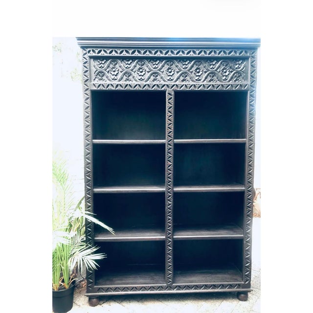 Vintage Carved Indonesian Open Bookcase For Sale - Image 9 of 9