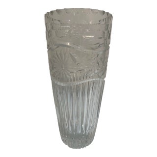 Cut Glass Flower Vase 12" Elegant and Heavy For Sale