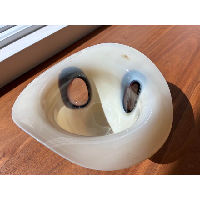 Set of 2, Vintage Dreamlight Mediterrana German Sculptural Art Glass -Amber Votive & Organic Modern Bowl For Sale - Image 10 of 10