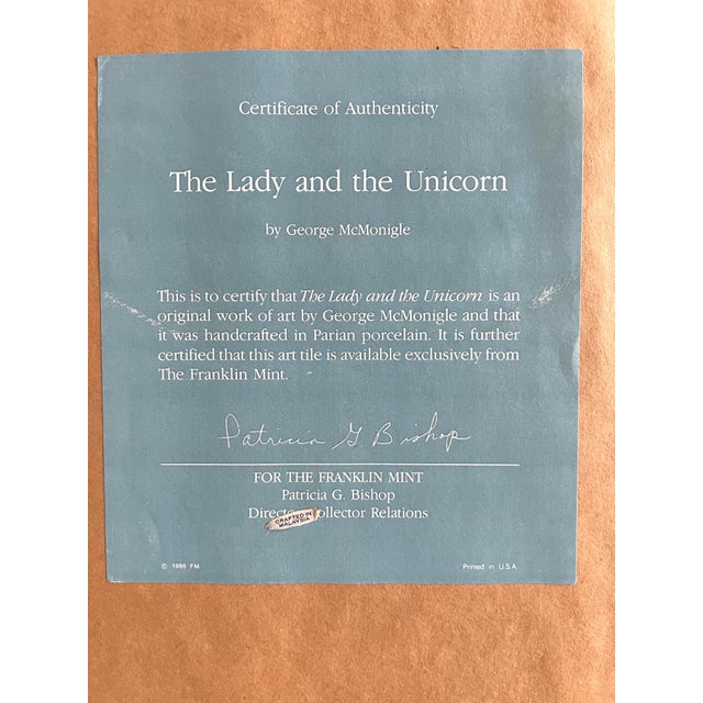 English The Lady and the Unicorn" Porcelain by George McMonigle Franklin Mint For Sale - Image 3 of 6