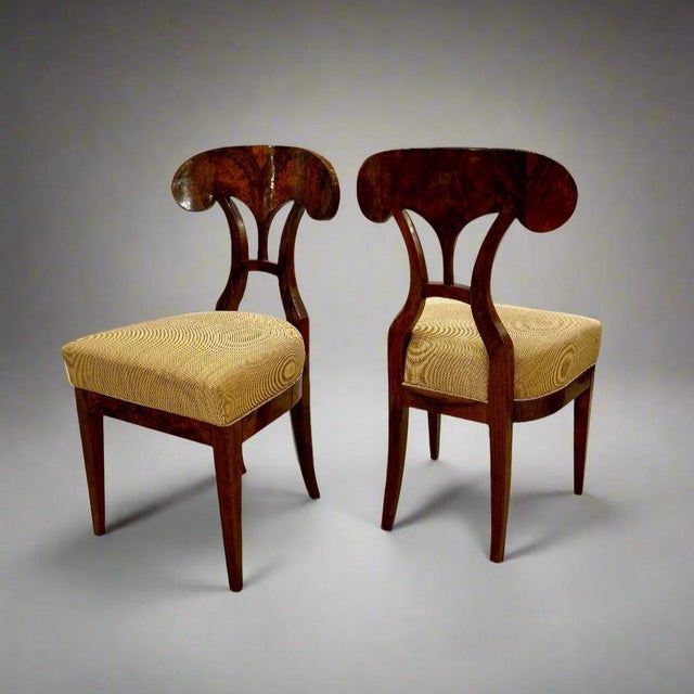 Wood 19th Century Pair Biedermeier Side Chairs, Austria For Sale - Image 7 of 8