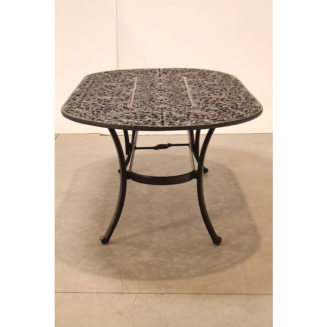 Castelle Cast Aluminum Outdoor Dining Table With Six Chairs Patio Set For Sale - Image 12 of 18