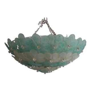 Mid-Century Modern Murano Flush Mount Chandelier Floral For Sale