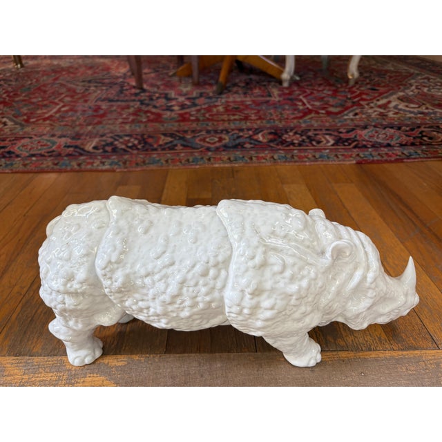 1960s Italian Modern Glazed Ceramic Rhinoceros For Sale - Image 10 of 11