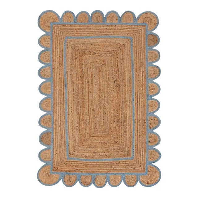 Scallop Jute Classic Blue Hand Made Rug 5x7Ft. Chairish