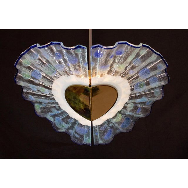 Italian Blue Murano Glass Pendant in the Shape of a Fan, 1970s For Sale - Image 3 of 12