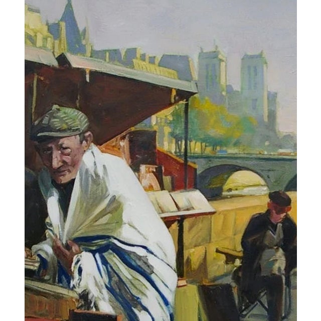 1990s Urban Oil Painting: Paris Book Market by Artist Lev Morozov 110-95 For Sale - Image 6 of 6