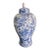 Large Vintage Baluster Form Blue and White Honeycomb Chinoiserie Vase With Fitted Lid For Sale