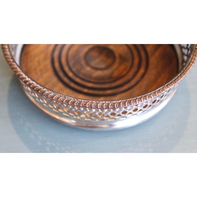 English Silver on Copper Fret Galleried Wine Coaster For Sale - Image 6 of 7