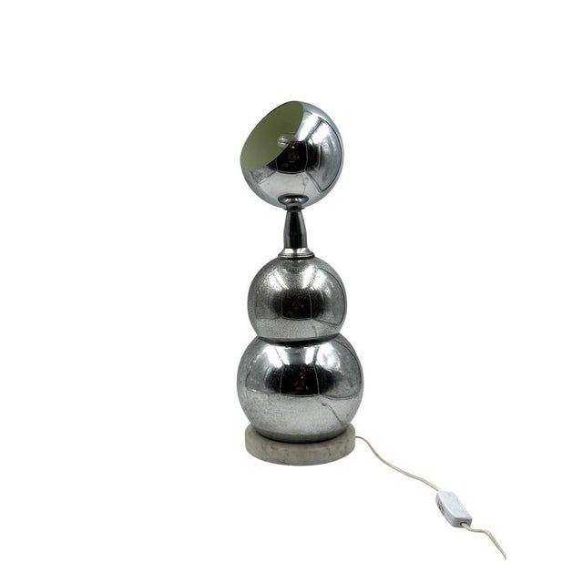 Stone Space Age Chrome Table Lamp, France, 1970s For Sale - Image 7 of 11
