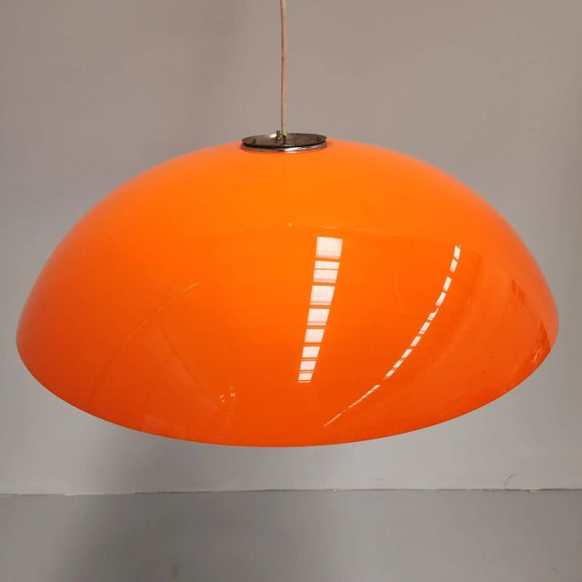 Plastic Mod 3013 Hanging Light in Orange from Harvey Guzzini, 1970s For Sale - Image 7 of 8