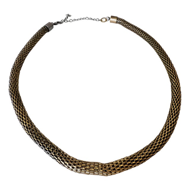 Vintage 1980s Mesh Collar Necklace, Antique Bronze-Tone For Sale