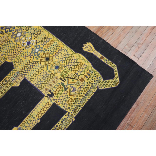 Mid-Century Modern Vintage Persian Gorilla Face Lion Kilim Textile Art For Sale - Image 3 of 5