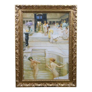 Late 20th Century Ladies Bath House Pompeii Roman Oil Painting After Sir Lawrence Alma-Tadema 31" For Sale