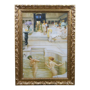 Late 20th Century Ladies Bath House Pompeii Roman Oil Painting After Sir Lawrence Alma-Tadema 31"