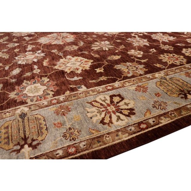Indian Pasargad Home Sultanabad Lamb's Wool Area Rug, 9' 0" X 11' 9", Brown For Sale - Image 3 of 7