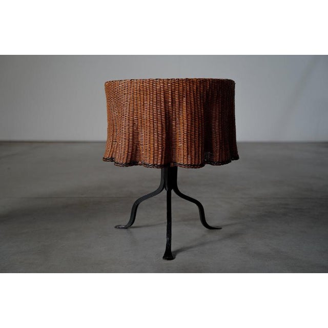 Wood Cast Iron and Rattan Side Tables, Netherlands, 1950s, Set of 2 For Sale - Image 7 of 11