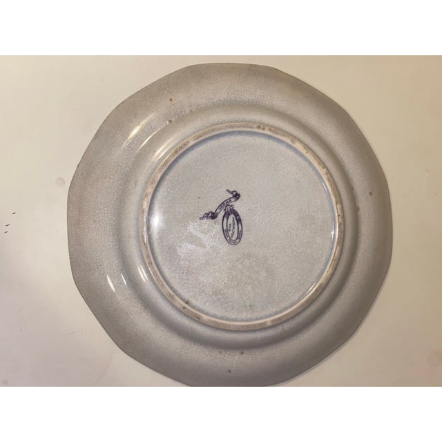 Antique P. W. & Co. Purple Mulberry Transferware Plate, “Washington’s Vase” - 9” For Sale - Image 4 of 6