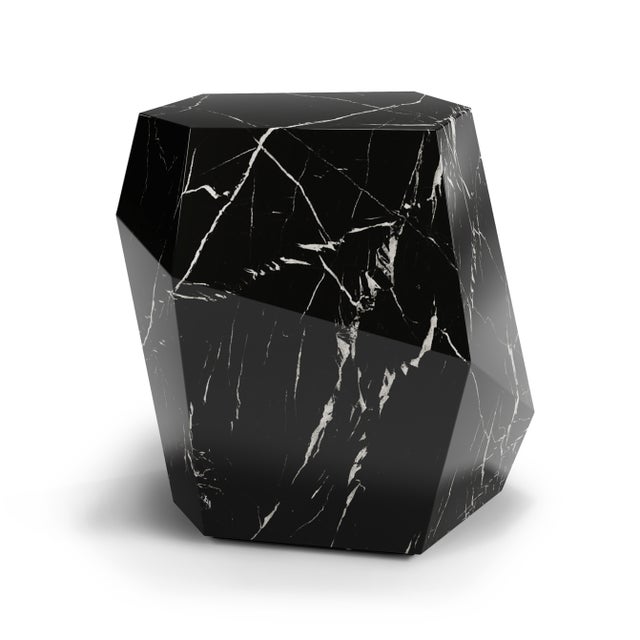 Three Rocks High Side Table in Nero Marquina Marble from Insidherland For Sale - Image 4 of 4