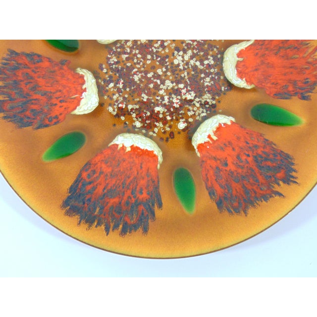 Copper Mid Century Vintage Original Edwards Star Enamel on Copper Plate Dish Exclusively for Gump's San Francisco 15.5" Diameter For Sale - Image 8 of 9