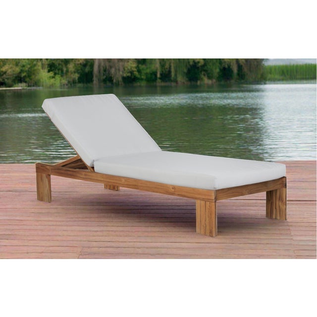 Paradiso Outdoor Teak Chaise - Gray Fabric For Sale In Chicago - Image 6 of 9