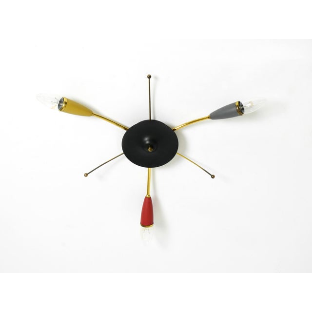 Mid-Century Modern Brass 3-Arm Sputnik Ceiling or Wall Lamp, 1950s For Sale - Image 6 of 18