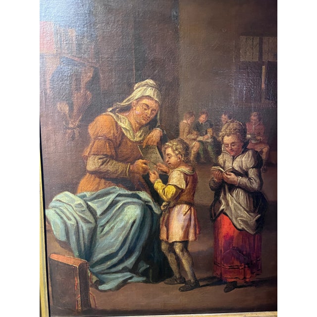 Mid 19th Century Attr. To A.Van Ostade Dutch School Original Antique Oil Painting , Genre Scene For Sale - Image 5 of 14