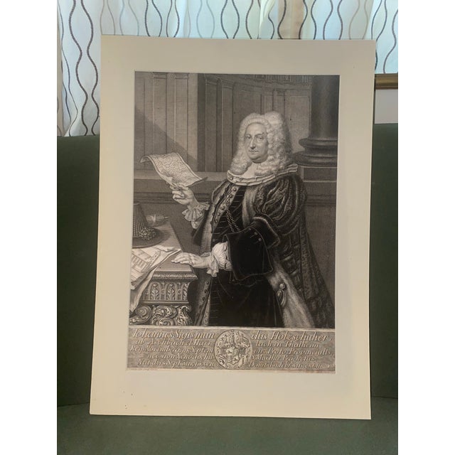 18th-Century German Engraving Portrait of Johannes Sigismun Holzschuher. Reproduction Print For Sale - Image 4 of 7