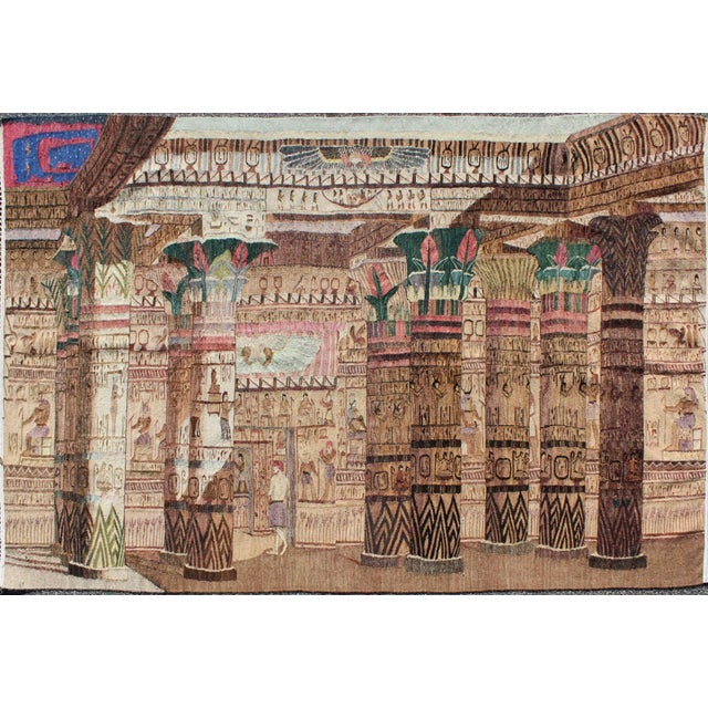 Vintage Tapestry With Scene of Egyptian Architecture and Columns For Sale In Atlanta - Image 6 of 6
