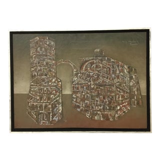 1950s Vintage “Venezia” Abstract Oil Painting on Canvas by Olivier Charles For Sale