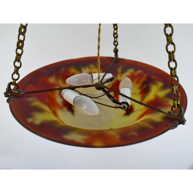 Galle French Art Deco Cameo Glass Bowl Pendant Light 1920s For Sale - Image 14 of 15