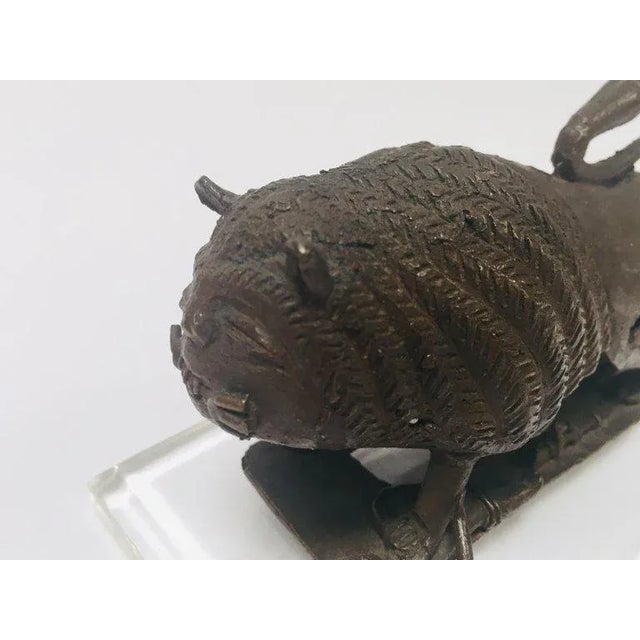 African Antique Lion Beast Cast Bronze Figurine For Sale - Image 3 of 13