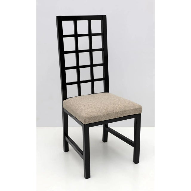 Mackintosh Style Black Lacquered High Back Chairs, 1970, Set of 4 For Sale - Image 6 of 9