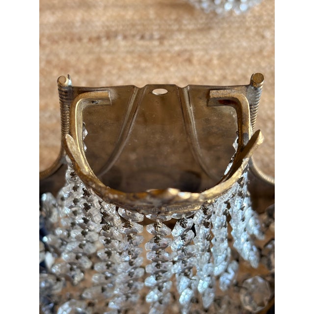 Pair of Vintage Hollywood Regency / French Empire-Style Basket Wall Sconces For Sale - Image 11 of 12
