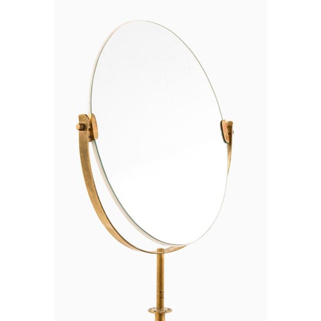 Scandinavian Golden Table Mirror in Brass, 1950s For Sale - Image 3 of 8