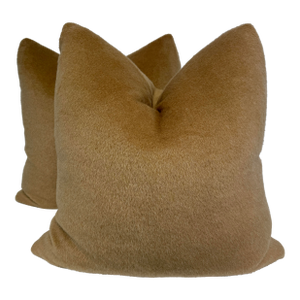 S. Harris "Wool Mohair" in Camel 22" PIllows-A Pair