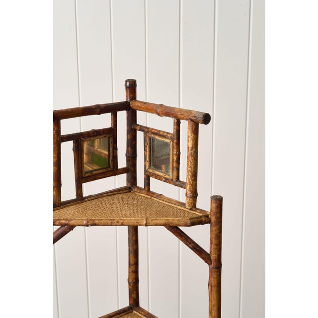 19th Century Three-Tier English Tiger Bamboo Corner Shelf For Sale - Image 9 of 9